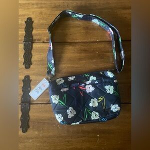 New NWT LUG Flare 2 Crossbody Blue Floral Bag Purse Shoulder Quilted Waterproof